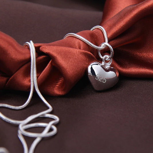 "Elegant Silver Heart Necklace –
