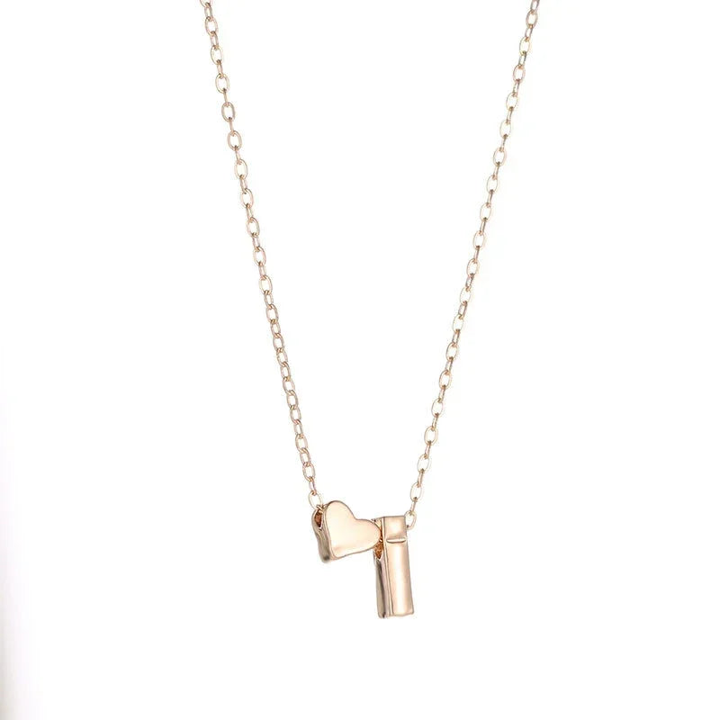 "Tiny Heart Initial Necklace