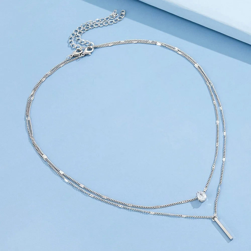 Trendy Zircon Layered Choker Necklace