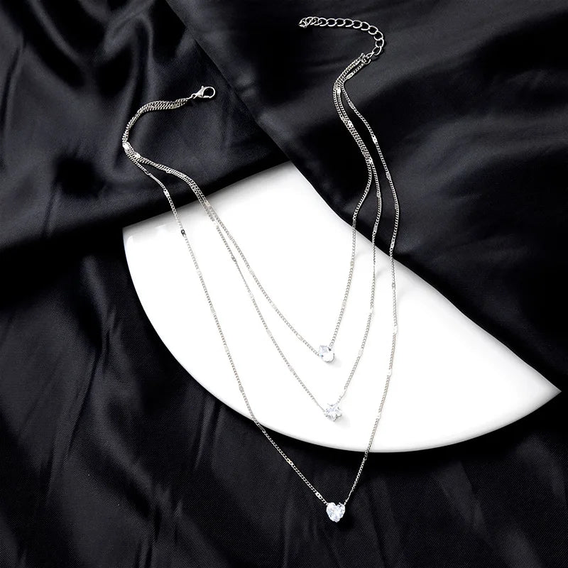 Trendy Zircon Layered Choker Necklace