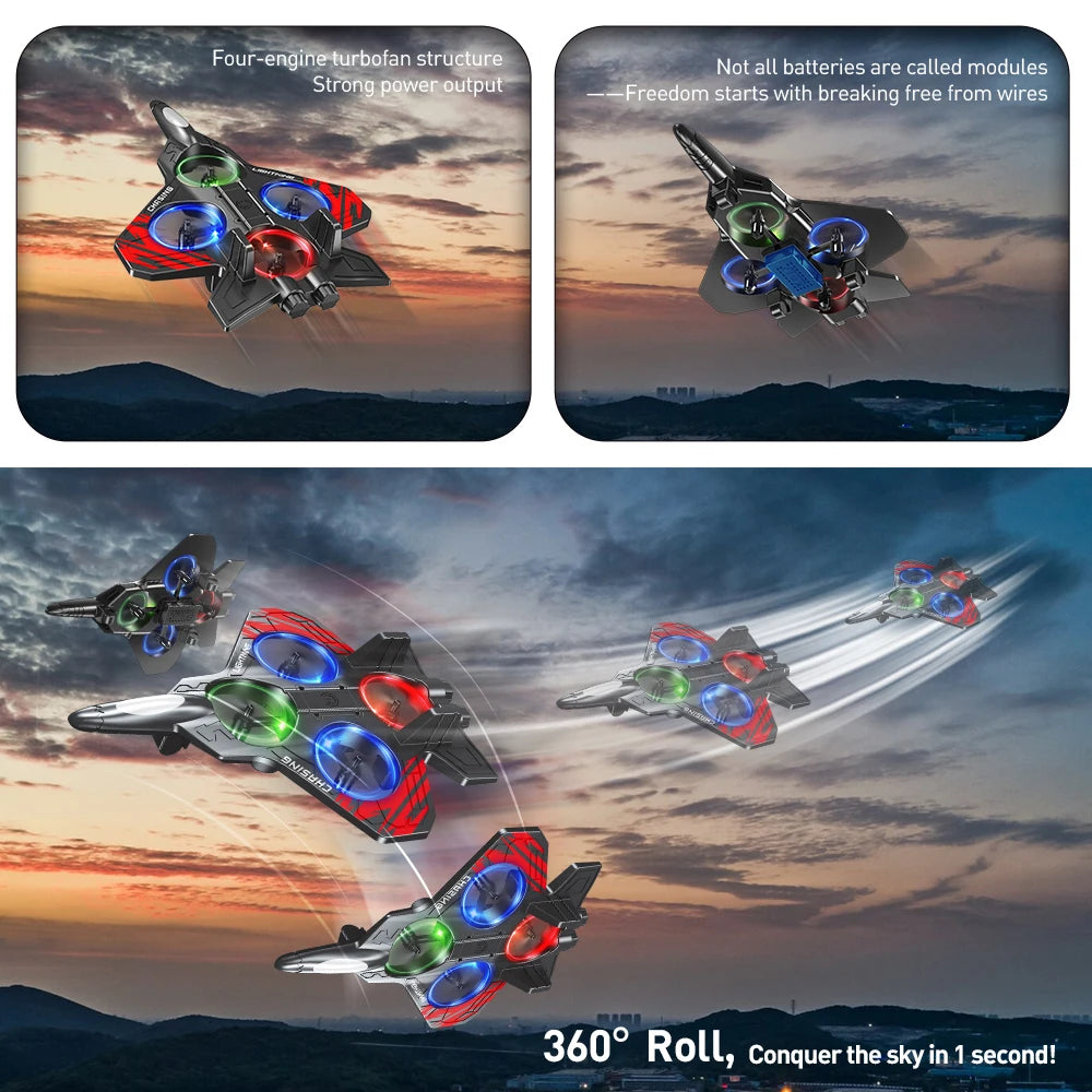 E72 Aereo Drone Giocattolo Acrobatico – Controllo Remoto, Luci LED, Hover Automatico e Rotazioni 360°