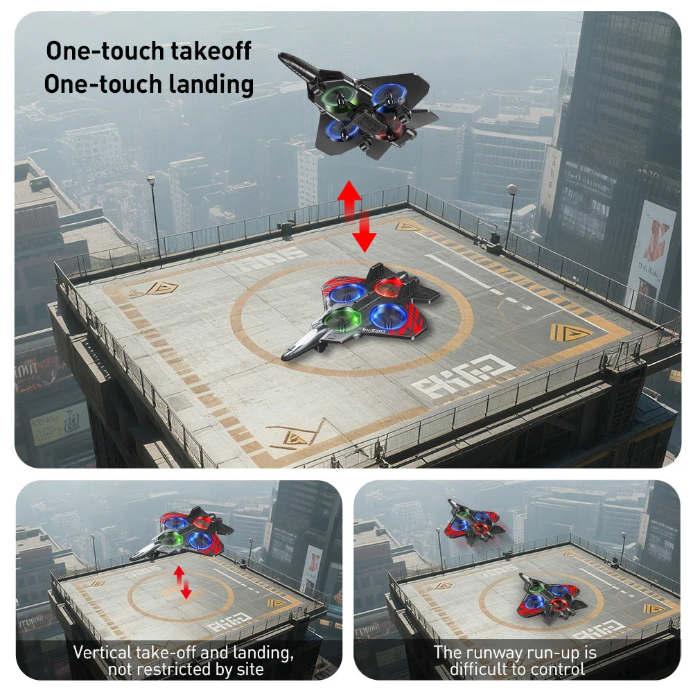 E72 Aereo Drone Giocattolo Acrobatico – Controllo Remoto, Luci LED, Hover Automatico e Rotazioni 360°