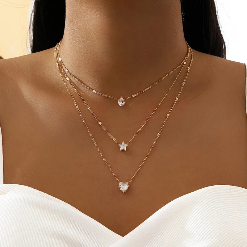 Trendy Zircon Layered Choker Necklace