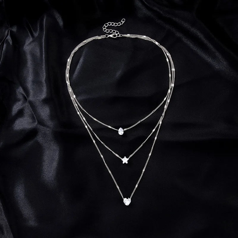 Trendy Zircon Layered Choker Necklace