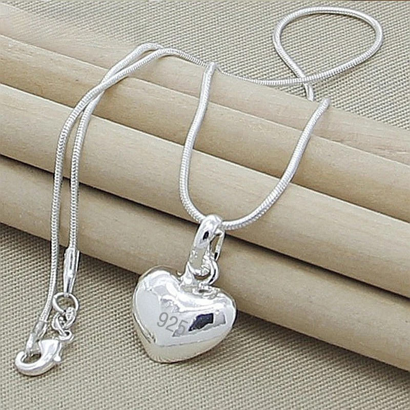 "Elegant Silver Heart Necklace –